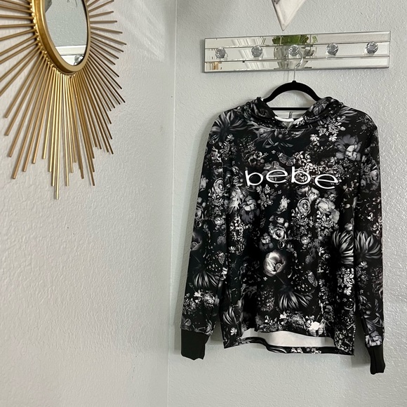 Bebe Sport Black Floral Hoodie with Abstract Print - Picture 5 of 15